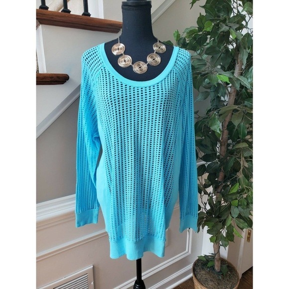 Active Aqua Scoop Neck Long Sleeve Stylish Top - Picture 12 of 12